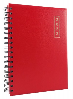 Agenda B5 (17 x 24 cm) datata 2023 pentru programari, coperta rosie, legare cu spira metalica. Poza 1508