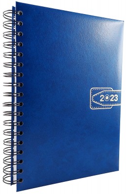 Agenda B5 datata 2023 cu o zi lucratoare pe pagina, 360 pagini, coperta buretata albastru royal, legata cu spira metalica. Poza 1800