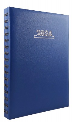Agenda A5 datata 2024, 360 pagini, o zi lucratoare pe pagina, coperta buretata albastra cu spira semiascunsa. Poza 1981