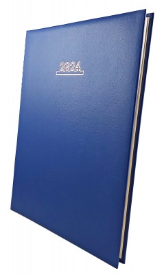 Agenda A4, datata 2024, cu 152 pagini, coperta buretata albastru royal cu spira metalica neagra semiascunsa. Poza 2001