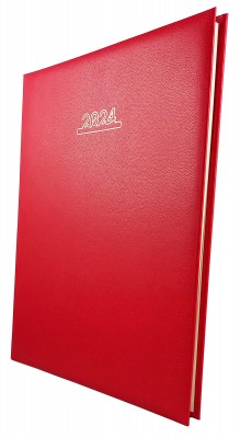 Agenda A4 datata 2024 pentru programari, cu 152 pagini, coperta buretata rosie cu spira metalica neagra semiascunsa. Poza 2011