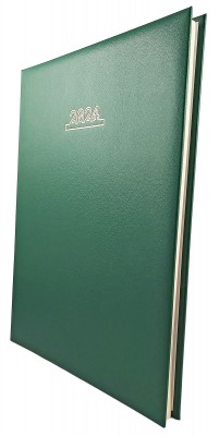 Agenda A4 datata 2024 pentru programari, 152 pagini, coperta buretata verde inchis cu spira metalica neagra semiascunsa. Poza 2019