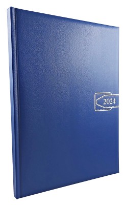 Agenda A4 datata 2024 pentru programari, cu 152 pagini, coperta buretata albastru royal, bloc cusut. Poza 2045