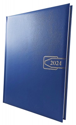 Agenda A4 datata 2024 pentru programari, cu 152 pagini, coperta buretata albastru royal, bloc cusut. Poza 2046