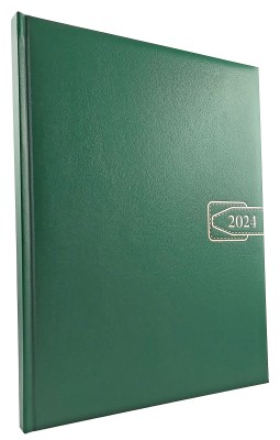 Agenda A4 datata 2024 pentru programari, cu 152 pagini, cu coperta buretata verde inchis si bloc cusut. Poza 2064