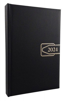 Agenda A5 datata 2024, 360 pagini, o zi lucratoare pe pagina, coperta buretata de culoare negru mat, cu bloc cusut. Poza 2083