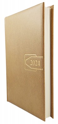 Agenda A5 datata 2024, 360 pagini, o zi lucratoare pe pagina, coperta buretata de culoare crem, cu bloc cusut. Poza 2102