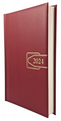 Agenda A5 datata 2024, 360 pagini, o zi lucratoare pe pagina, coperta buretata de culoare visiniu, cu bloc cusut. Poza 2119