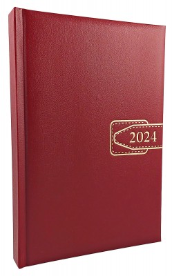 Agenda A5 datata 2024, 360 pagini, o zi lucratoare pe pagina, coperta buretata de culoare visiniu, cu bloc cusut. Poza 2120