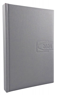 Agenda A5 datata 2024, 360 pagini, o zi lucratoare pe pagina, coperta buretata de culoare gri, cu bloc cusut. Poza 2156