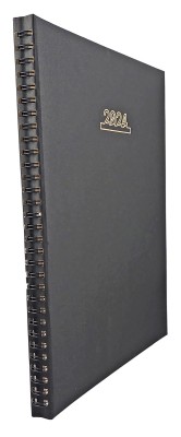 Agenda A4, datata 2024, cu 152 pagini, coperta buretata de culoare negru mat, cu spira metalica neagra semiascunsa. Poza 2252