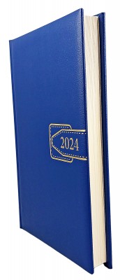 Agenda A5 datata 2024, 360 pagini, o zi lucratoare pe pagina, coperta buretata de culoare albastru royal, cu bloc cusut. Poza 2508
