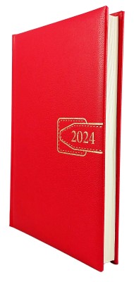 Agenda A5 datata 2024, 360 pagini, o zi lucratoare pe pagina, coperta buretata de culoare rosie, cu bloc cusut. Poza 2526