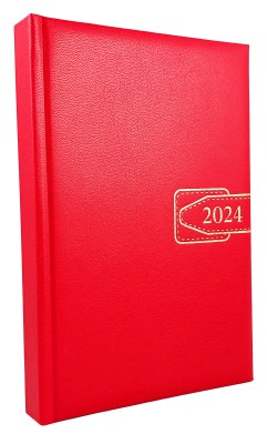 Agenda A5 datata 2024, 360 pagini, o zi lucratoare pe pagina, coperta buretata de culoare rosie, cu bloc cusut. Poza 2527
