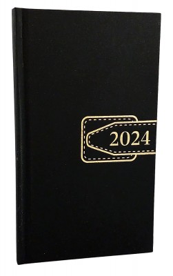 Agenda de buzunar, datata 2024, format 9,5 x 16,5 cm, cu 120 pagini,  coperta de culoare negru mat, bloc cusut. Poza 2810