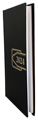Agenda de buzunar, datata 2024, format 9,5 x 16,5 cm, cu 120 pagini,  coperta de culoare negru mat, bloc cusut. Poza 2811