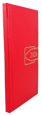 Agenda de buzunar, datata 2024, format 9,5 x 16,5 cm, cu 120 pagini,  coperta de culoare rosie, bloc cusut. Poza 2897