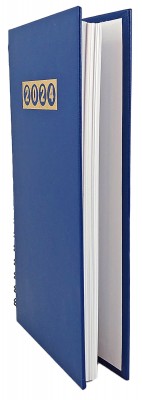 Agenda de buzunar datata 2024, format 95 x 165 mm, cu coperta albastru royal, cu an imprimat cu folio auriu, 120 pagini, legare cu spira metalica neagra semiascunsa. Poza 2935