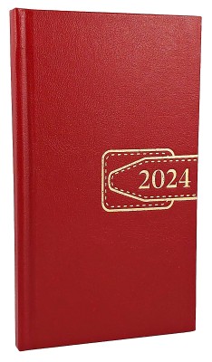 Agenda de buzunar, datata 2024, format 9,5 x 16,5 cm, cu 120 pagini,  coperta visinie, bloc cusut. Poza 2998