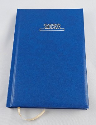 Agenda A5 datata 2023 cu o zi pe pagina, bloc cusut, coperta buretata albastru royal. Poza 884
