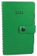 Agenda de buzunar, datata 2024, dimensiuni 9,5 x 16,5 cm, 120 pagini, cu coperta flexibila din piele ecologica premium de culoare verde, cu clapa inchisa cu capsa si pix metalic slim cu touch. Poza 3047
